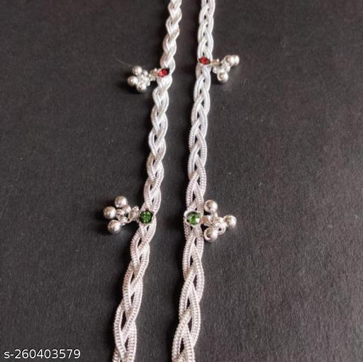 Thick Chain Anklet, Rassi Style Anklet For Women and Girls Silver, 1 Pair
