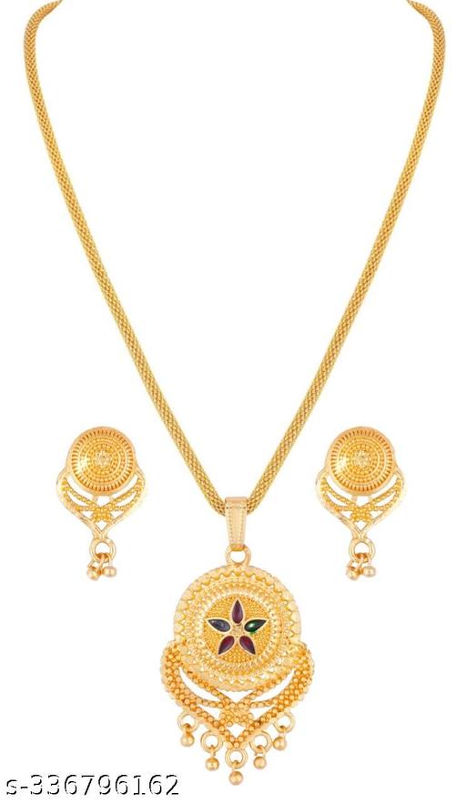 Traditional-Best-Quality-Alloy-Gold-Plated-Yellow-Glorious-Mangalsutra/Jewellery-Set-With-Earrings-set-For-Women-Pack-of-2