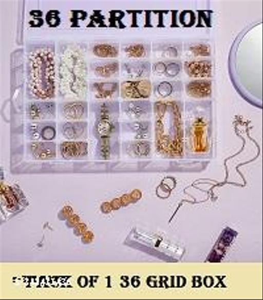 36 Grids Storage Box Jewellery Case Organizer Earring Kit Organizer Storage Box with Removable Dividers (Transparent)