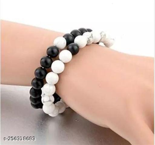 The Flourish Hot And Bold Couple-Combo Matching Best Friend Relationship Natural Multi Layer Triple Protection Stone Beads Bracelets.