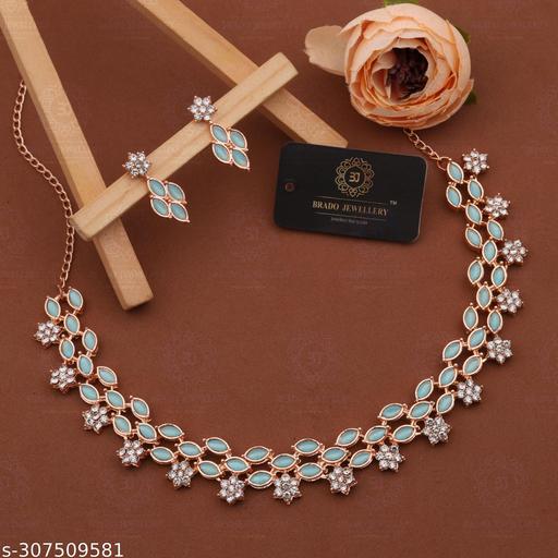 VHV-Rose-Gold-Necklace-With-1-pair-Of-Earrings-For-Women-And-Girl