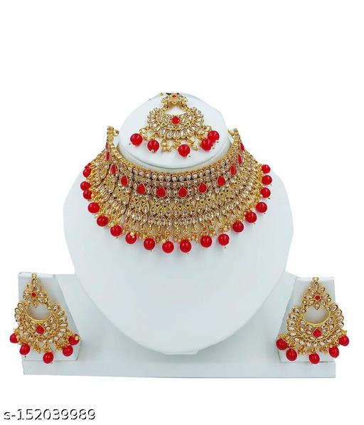 Jewellery-Set-Red-Colour-Gold-Plated