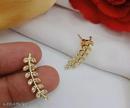 Stylish Gold American Diamond Earcuff Studs Earring | Earcuff earring | earrings | earrings long | earrings set | earrings design | earrings for women stylish | earrings for womens | earrings for women | earrings for girls | Earcuff | women earrings