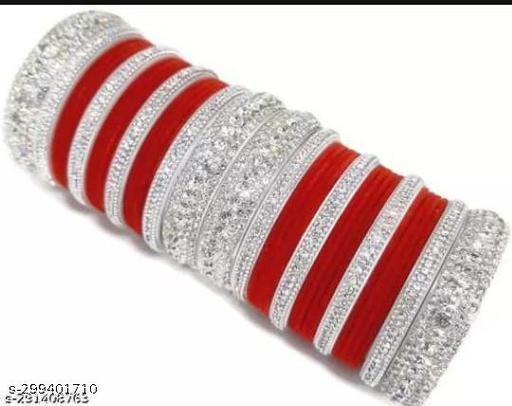 Ragini Kangan StoreJaipuri Chooda / Rajwadi Bangle Set / Rajputi Chuda / Polki Bangles "Metallic Charm: Set of 24 Metal Velvet Bangles, 4 Shell Designer Kada, and 8 Small Designer Kada"