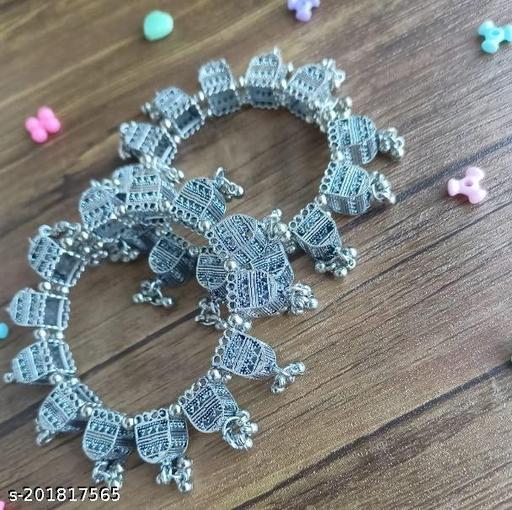 Oxidised Antique Adjustable Bracelet Kada for Women and Girls