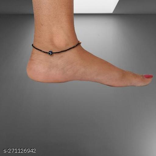 Black evil eye ankelets