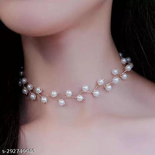 Latest-Women's-Choker-Set-||-Beads-Chains-||-White-&-Black-Pearls-Necklace-Combo-Of-2-|-Latest-women's-choker-set