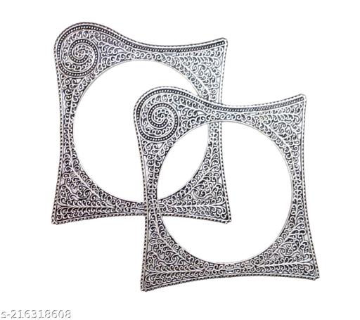 Paninaro Silver Plated Oxidized Silver set of 2 Bangles For Women & Girls