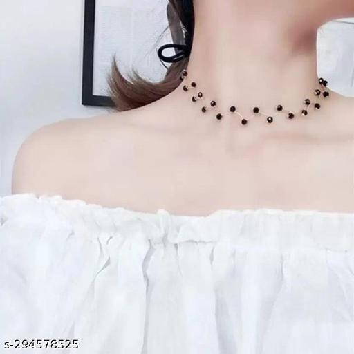 Latest-Women's-Choker-Set-||-Beads-Chains-||-Black-Pearls-Necklace