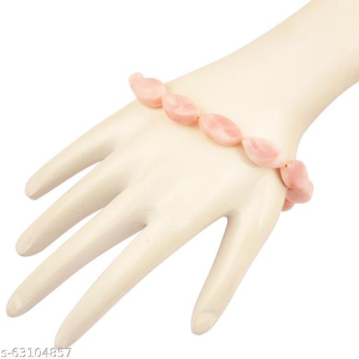 Pearlz Ocean Plain Markish Dyed Pink Indian Opal 8" Stretch Bracelet