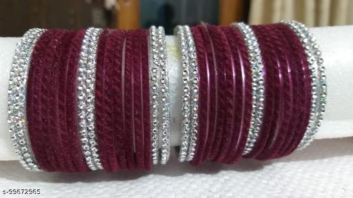 Wine Velvet Bangles Set (36 Bangles)