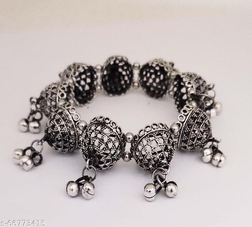 Total Fashion Jewellery Oxidised Silver Adjustable 1 Pees Bangle Bracelet Women and Girls