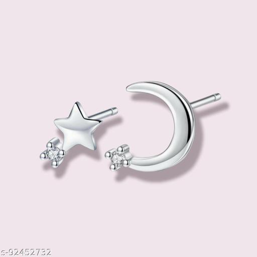 Valentine Assymetrical Star Moon Design Stud Earring For Women & Girls ST-ERCH-276