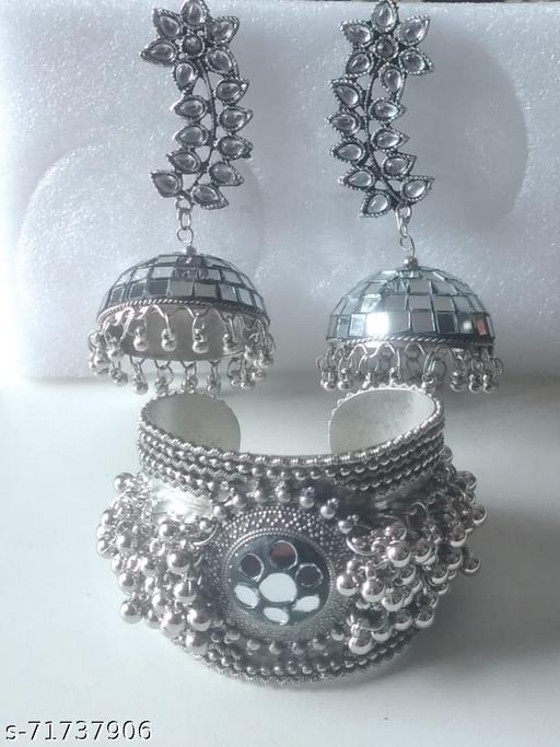 Best-Combo-Silver-Antique-Oxidized-Fancy-Jhumki-Earring-&-Breslets-for-Women-and-Girls