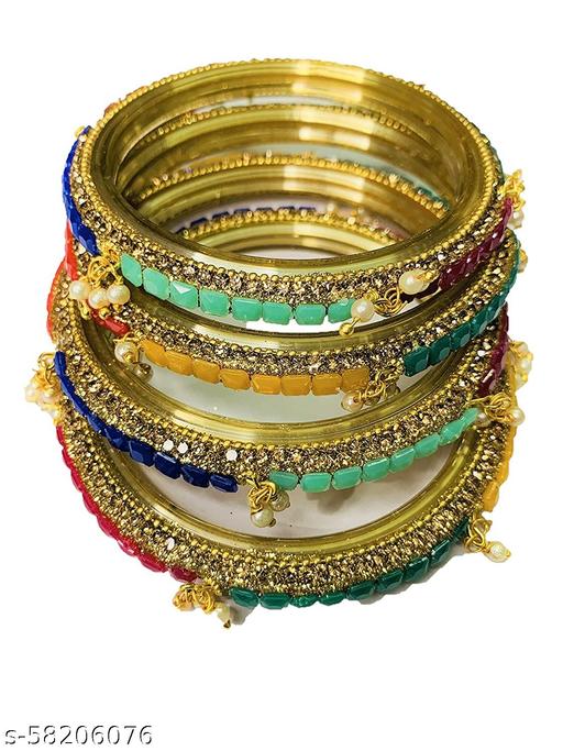 Multi Navratna latkan kada Glass bangle set for women tradtional