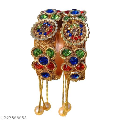 Jewwel Delicated Bangle Set with High Gold Polished Bracelet & Bangles for Girls