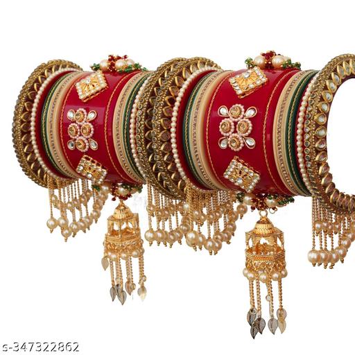 Unique Beautiful Bridal Chuda For Wedding & Fastive Season Chuda Set with Kundan Meenakari Stones & Pearl for Women & Girls