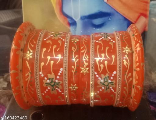 Orange colour Fusion chuda, outer surface laminated to avoid abrasion