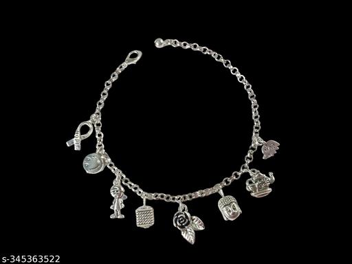 Oxidised silver plated charm bracelete for women and girl