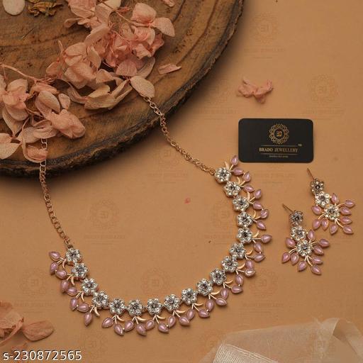 Bhumi09-Rose-Gold-Plated-Flower-Jewellery-Set-with-earrings-For-Women