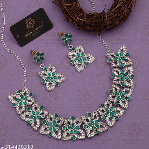 KEQE-Silver-Plated-Traditional-Fashion-Jewellery-Set-for-Women-&-Girls.