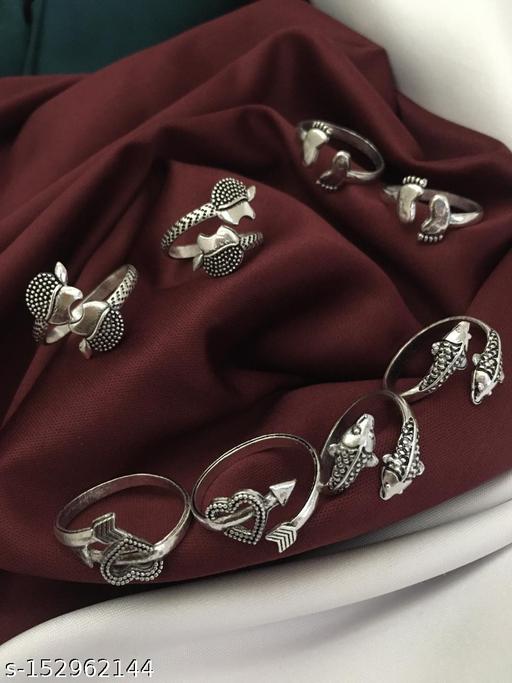 Women's Silver Plated Anklets & Toe Ring(VINCHIYA)-COMBO 4 PCS