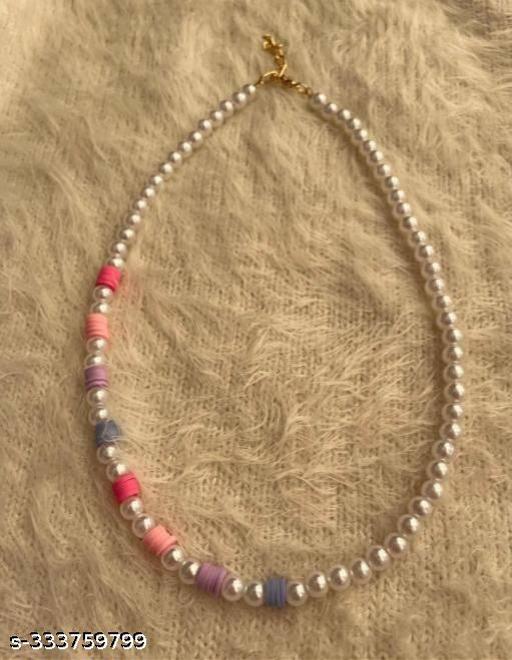 Latest-Women's-Choker-Set-||-Beads-Chains-||-White-&-Black-Pearls-Necklace