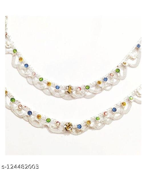 Indian Traditional Ethnic Fancy Foot Jewelry Pure Silver Plated White Metal Alloy