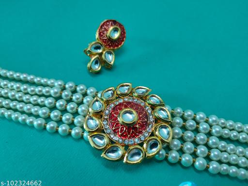 Pearls-and-Minakari-Jewelry-set-with-Earrings-Jewellery-Set