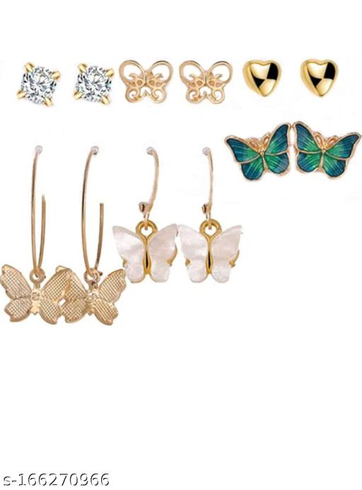 Set of 6 Gold- Plated Earrings for Women by Jewels galaxxy