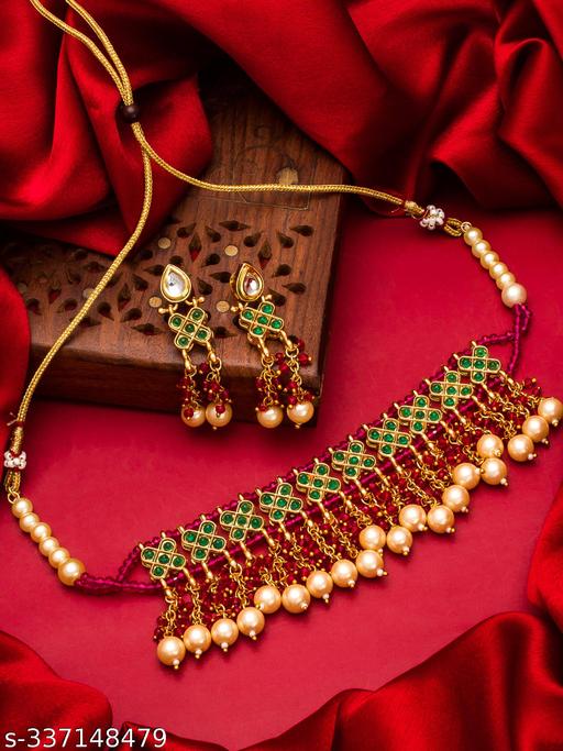 Classy-Gold-plated-Multicolor-Choker-Jewellery-set