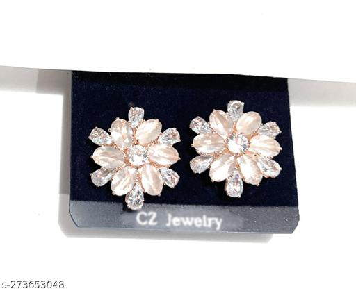 Studded Floral Stud Earrings Brass Stud Earrings(Yellow,green,Peach)