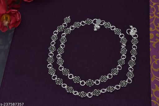 Silver plated full white fancy n Antique Anklet