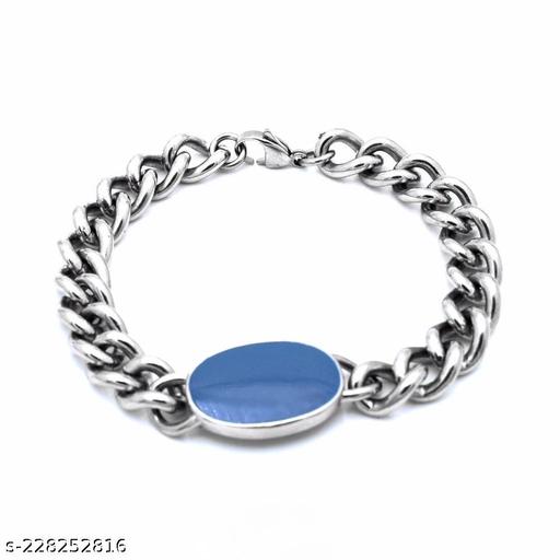 Bracelets for Men | Salman Bracelets | Fashionable Men Bracelet | Blue Stone Silver Chain Symbolic Chain Bracelets | Gifts For Men