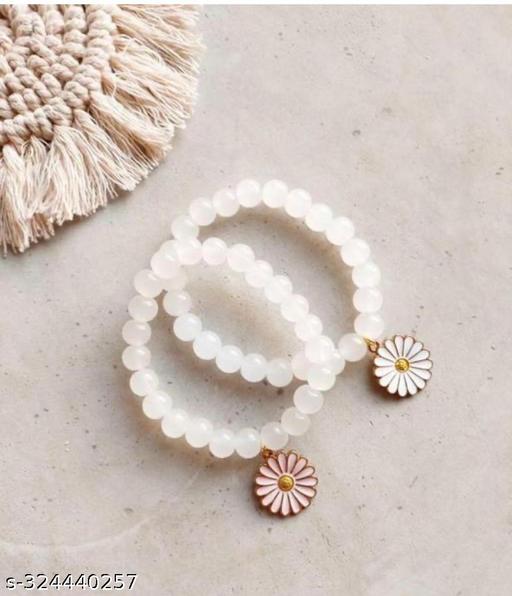 PACK OF 2 WHITE FLOWER COMBO BRACELETS FOR MEN & WOMEN