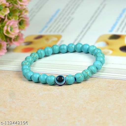 MAHI Turquoise Bracelet Evil Eye Bracelet Crystal Stone 8mm Round Bead Bracelet for Reiki Healing and Crystal Healing Stone