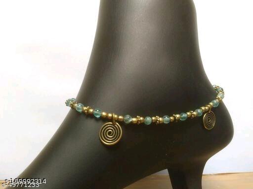 Fancy Anklets (Payal) Multi Beads Plain Desent Style For Women & Girls (2 Pcs)