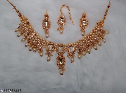 Kush-Enterprise-Gold-Plated-Cubic-Zirconia/American-Diamond-Alloy-Necklace-Earrings-Maangtika