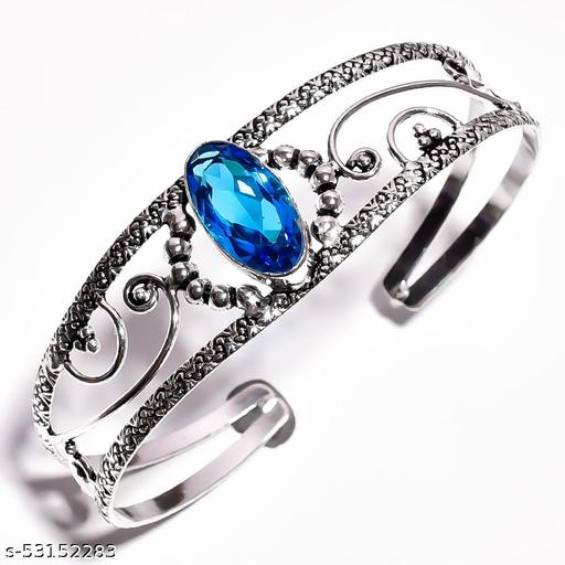 Shrisha Creatin Adjustable Stone Oxidised Bangle/Bracelet for Girls and Women