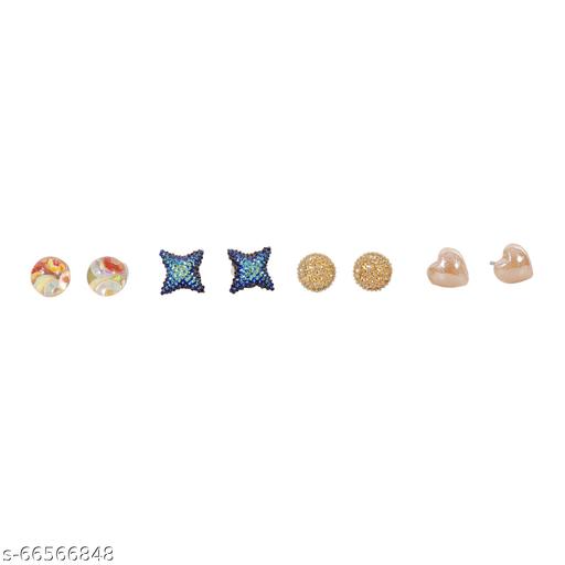 Honbon Earring Assorted color & design small Design Stud Earrings With Plastic Back for Girls and Women (Combo of 40 Pairs)