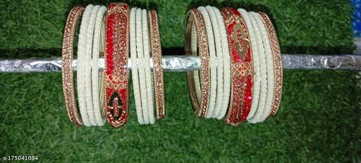 Red Bangle set with sangmarmar color velvet chudi Bangle style