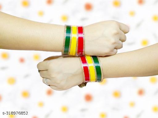 Plastic Bangles Set Classic Designer Jewellery For Women And Girls (Tiranga Colour)