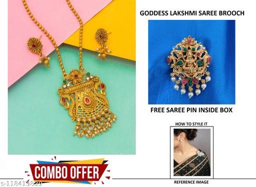 PALASH-ENTERPRISE-LATEST-TRENDING-GOLD-PLATED-BEAUTIFUL-TEMPLE-JEWELLERY-NECKLACE-SET-WITH-GODDESS-LAKSHMI-SAREE-BROOCH.-#BEAUTIFUL-GODDESS-LAKSHMI-NECKLACE-SET-FOR-WOMAN/ELITE-TRENDY-NECKLACE-SET-FOR-WOMAN-COMBO-OFFER-/-GODDESS-LAXMI-CHAIN-PENDAL-NE