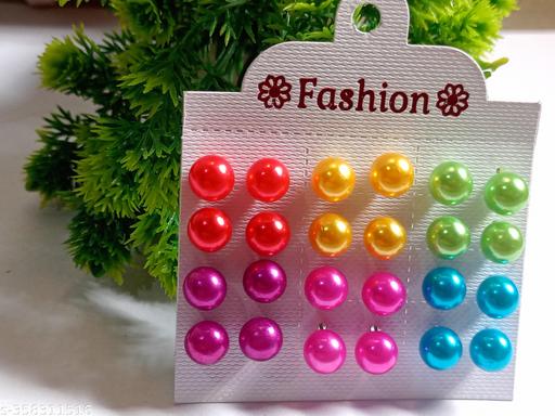 24 pair multi colour tops and studs for girls and women