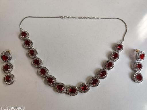 Carrots-Sparkling-Stones-Red-Studded-Necklace-With-Earrings.-Jewellery-Set
