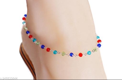 A Pair of Crystal Chain Anklets, 10 Inch Long
