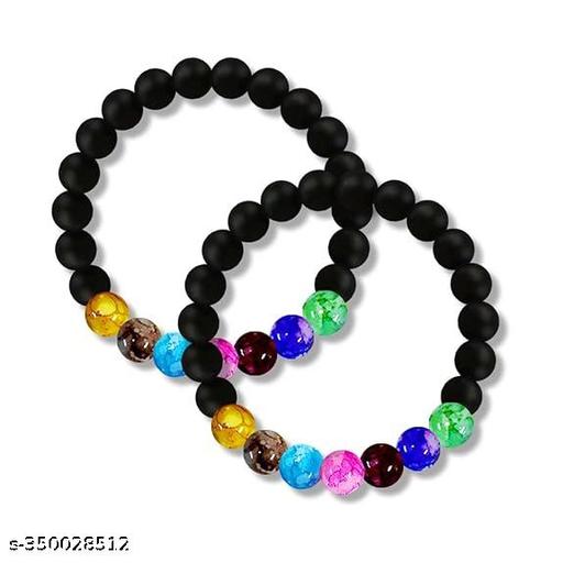 7 Chakra Reiki Feng Shui Semi Precious Gemstone Beads Crystals Hand Triple Protection Bracelet for Women, Ladies & Men.