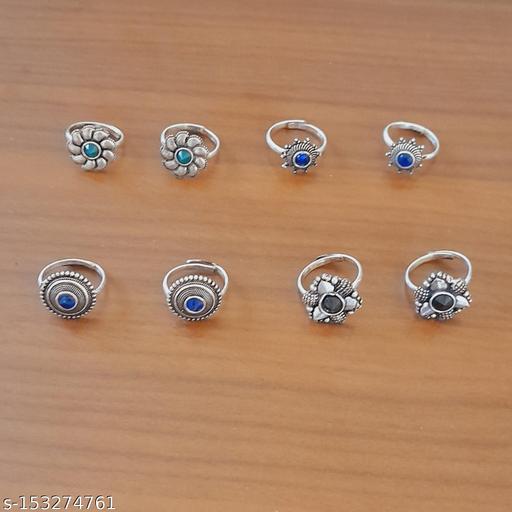 Hit & New Fancy Toe Ring Oxidised Silver Plated For Woman And Girls (Pack Of 4 Set)