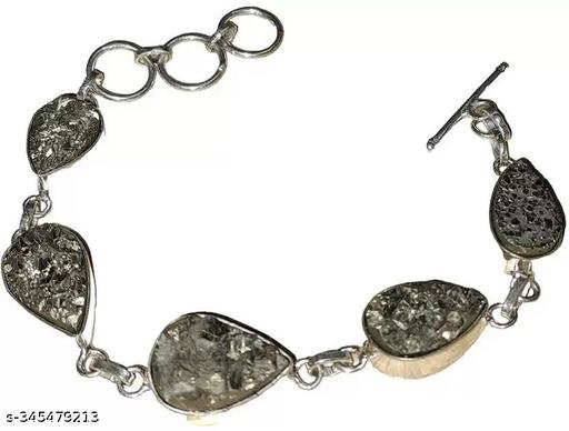 Pyrite Stone Original 5 in 1 Certified Chain Bracelet for Will Power Manifestation and Financial Abundance