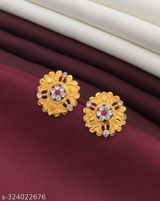 Fancy Earrings Latest Designs Gold Plated Small Earrings for Women's & Girls